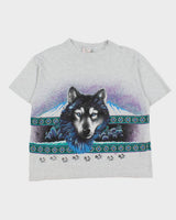 Vintage Sunrise Sportswear Grey Marl Heavyweight Land Wolf Boxy Crewneck T-Shirt - L