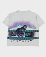 Vintage Sunrise Sportswear Grey Marl Heavyweight Land Wolf Boxy Crewneck T-Shirt - L