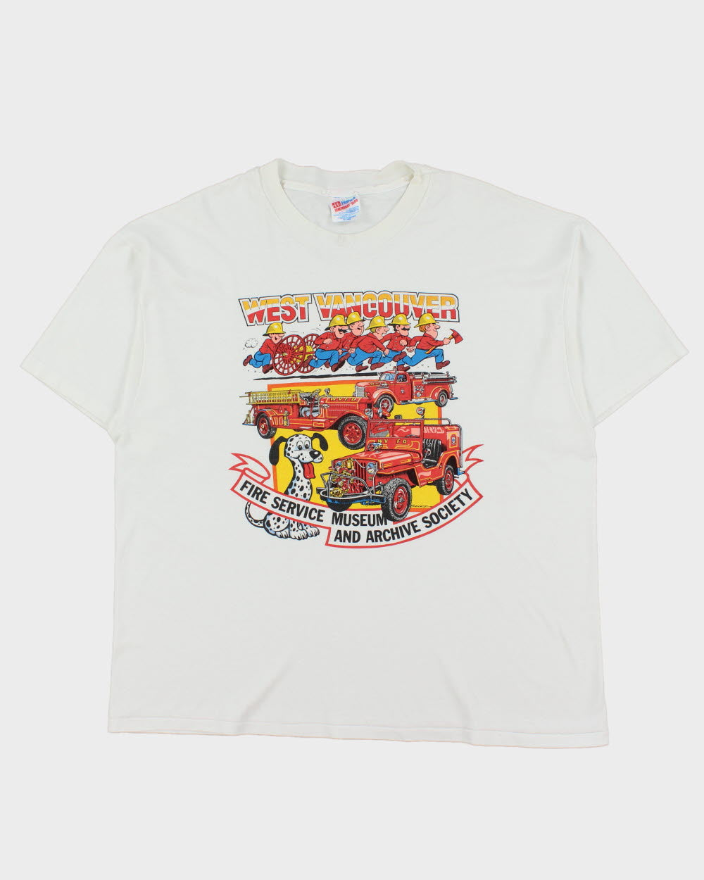 Vintage 1995 West Vancouver Fire Service Museum Heavyweight Hanes Single Stitch Made In USA Crewneck T-Shirt - XXL