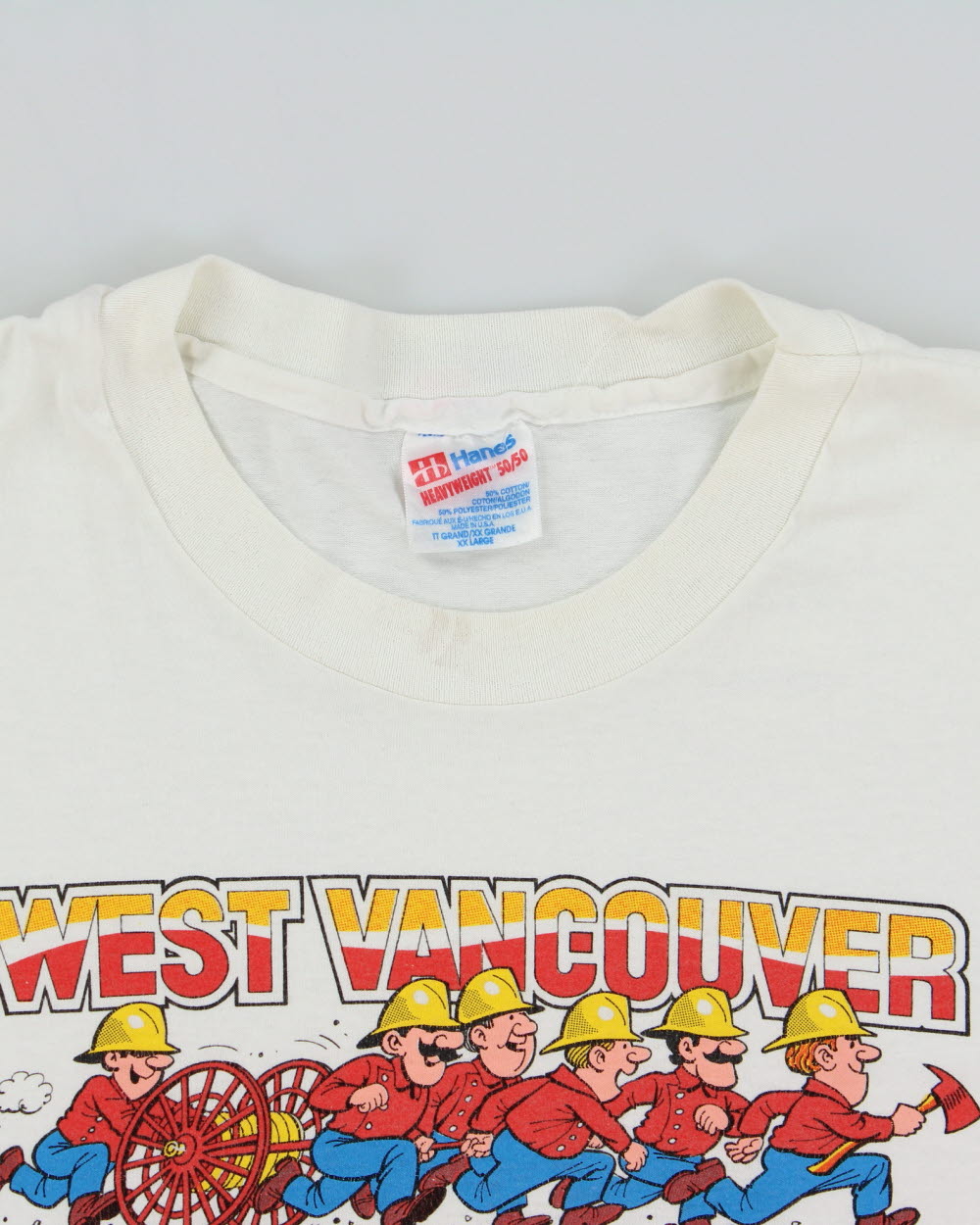 Vintage 1995 West Vancouver Fire Service Museum Heavyweight Hanes Single Stitch Made In USA Crewneck T-Shirt - XXL