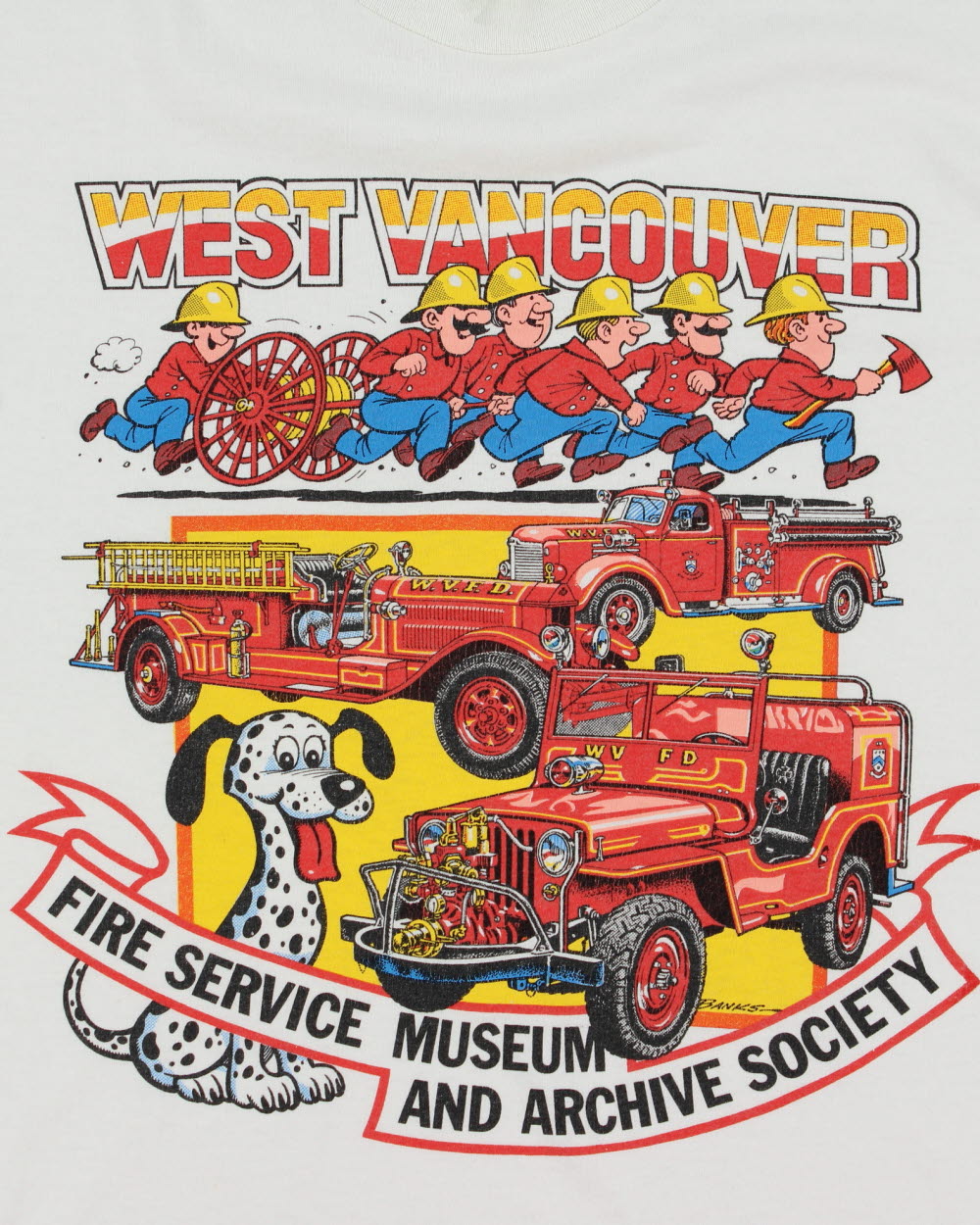 Vintage 1995 West Vancouver Fire Service Museum Heavyweight Hanes Single Stitch Made In USA Crewneck T-Shirt - XXL