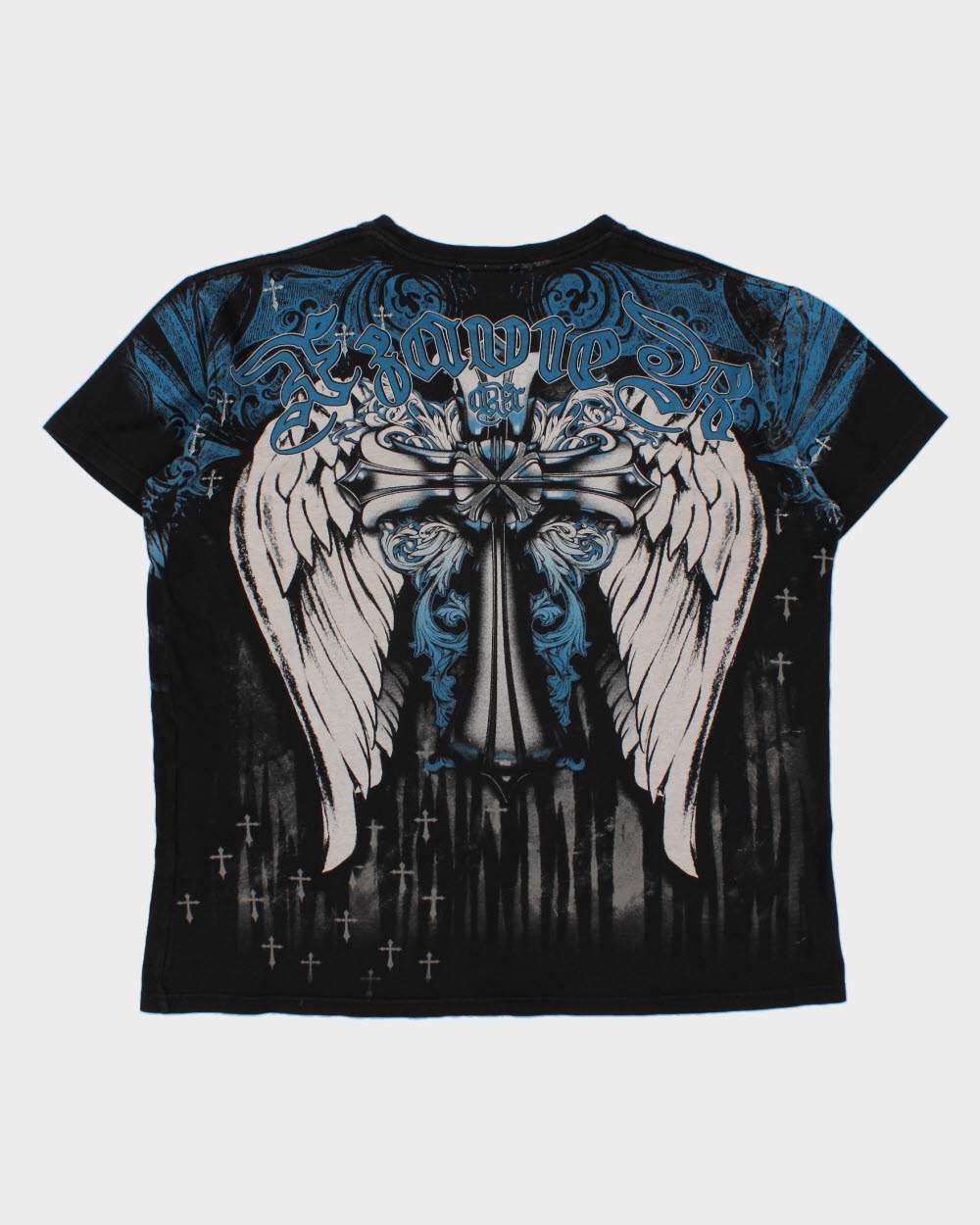 Vintage Y2K 00's Xzavier Patron Saint Gothic Made In USA Crewneck T-Shirt - XXL