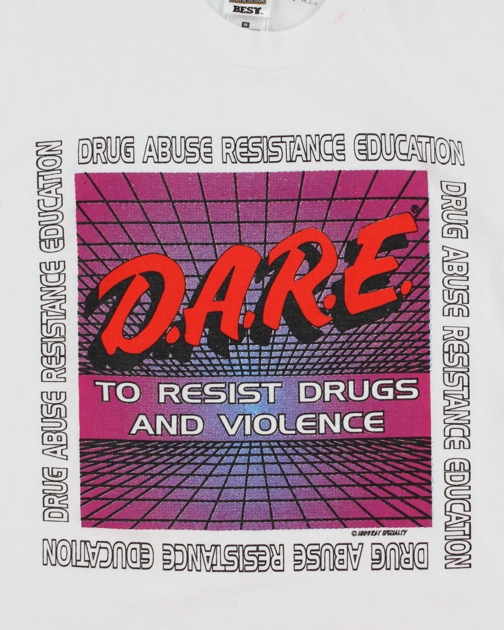 Vintage 1996 D.A.R.E To Resist Drugs &amp; Violence Heavyweight FOTL Best Crewneck T-Shirt - M