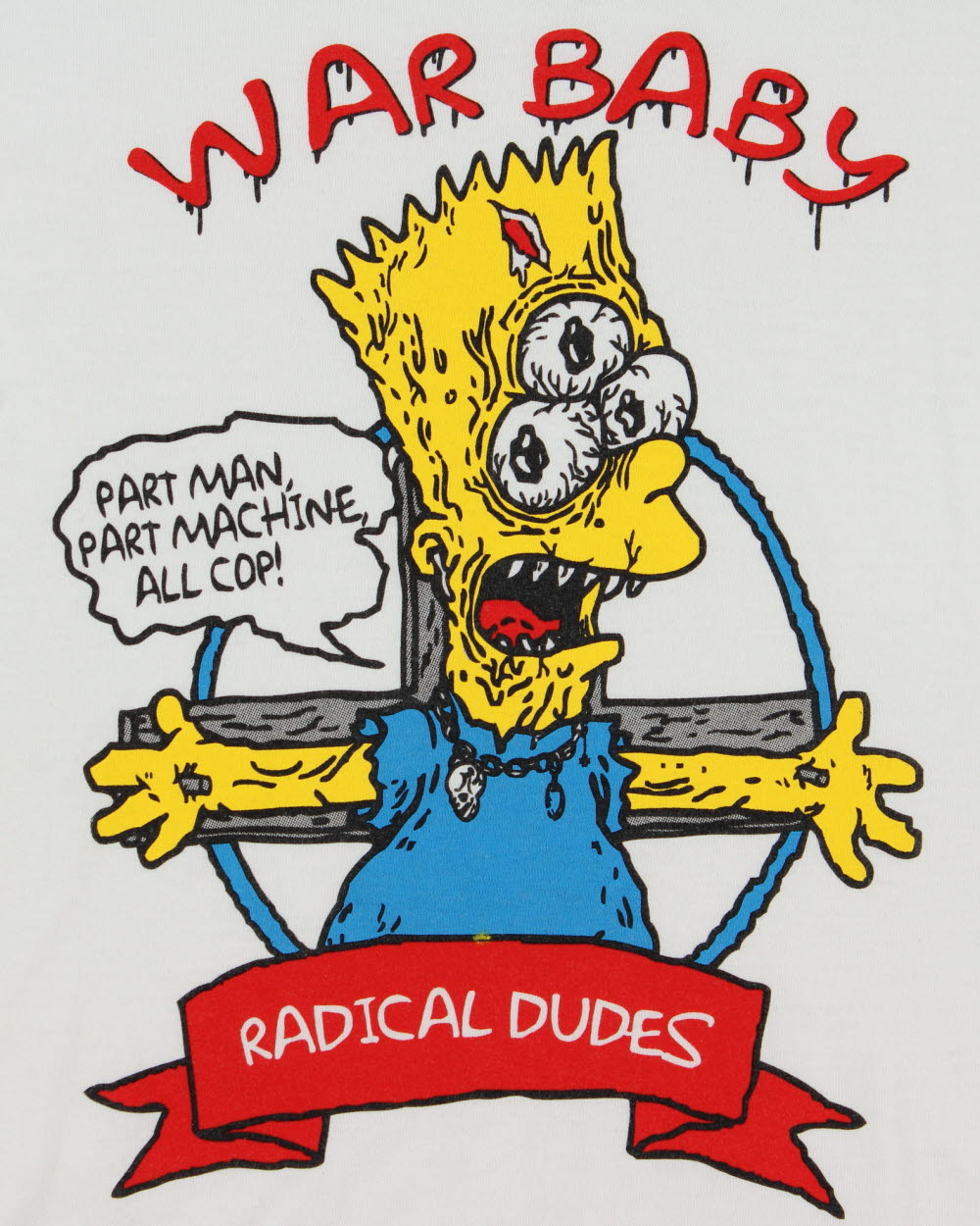 Vintage Y2K 00s The Simpsons War Baby Bart Radical Dudes Crewneck T-Shirt - M