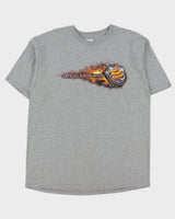 Vintage Y2K 00s Chase Authentics Nascar Boogity 'Let's Go Racin Boys' Marl Grey Heavyweight Crewneck T-Shirt - XL