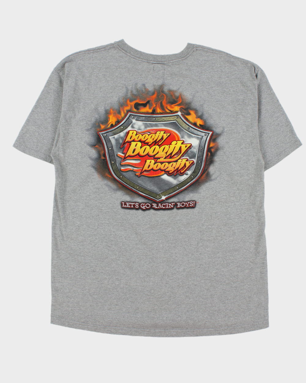 Vintage Y2K 00s Chase Authentics Nascar Boogity 'Let's Go Racin Boys' Marl Grey Heavyweight Crewneck T-Shirt - XL