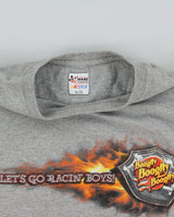 Vintage Y2K 00s Chase Authentics Nascar Boogity 'Let's Go Racin Boys' Marl Grey Heavyweight Crewneck T-Shirt - XL
