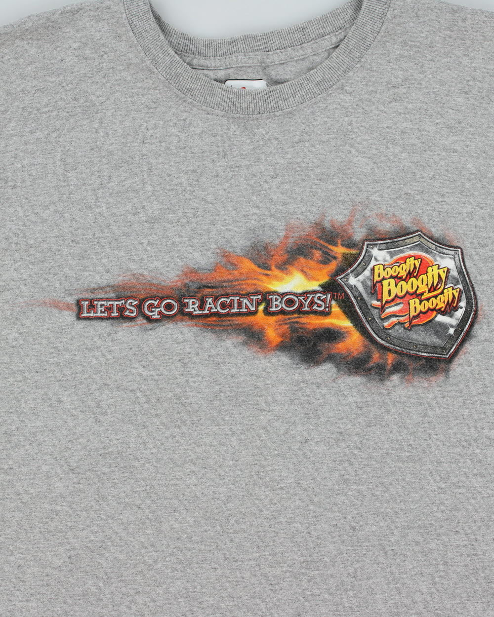 Vintage Y2K 00s Chase Authentics Nascar Boogity 'Let's Go Racin Boys' Marl Grey Heavyweight Crewneck T-Shirt - XL