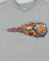 Vintage Y2K 00s Chase Authentics Nascar Boogity 'Let's Go Racin Boys' Marl Grey Heavyweight Crewneck T-Shirt - XL