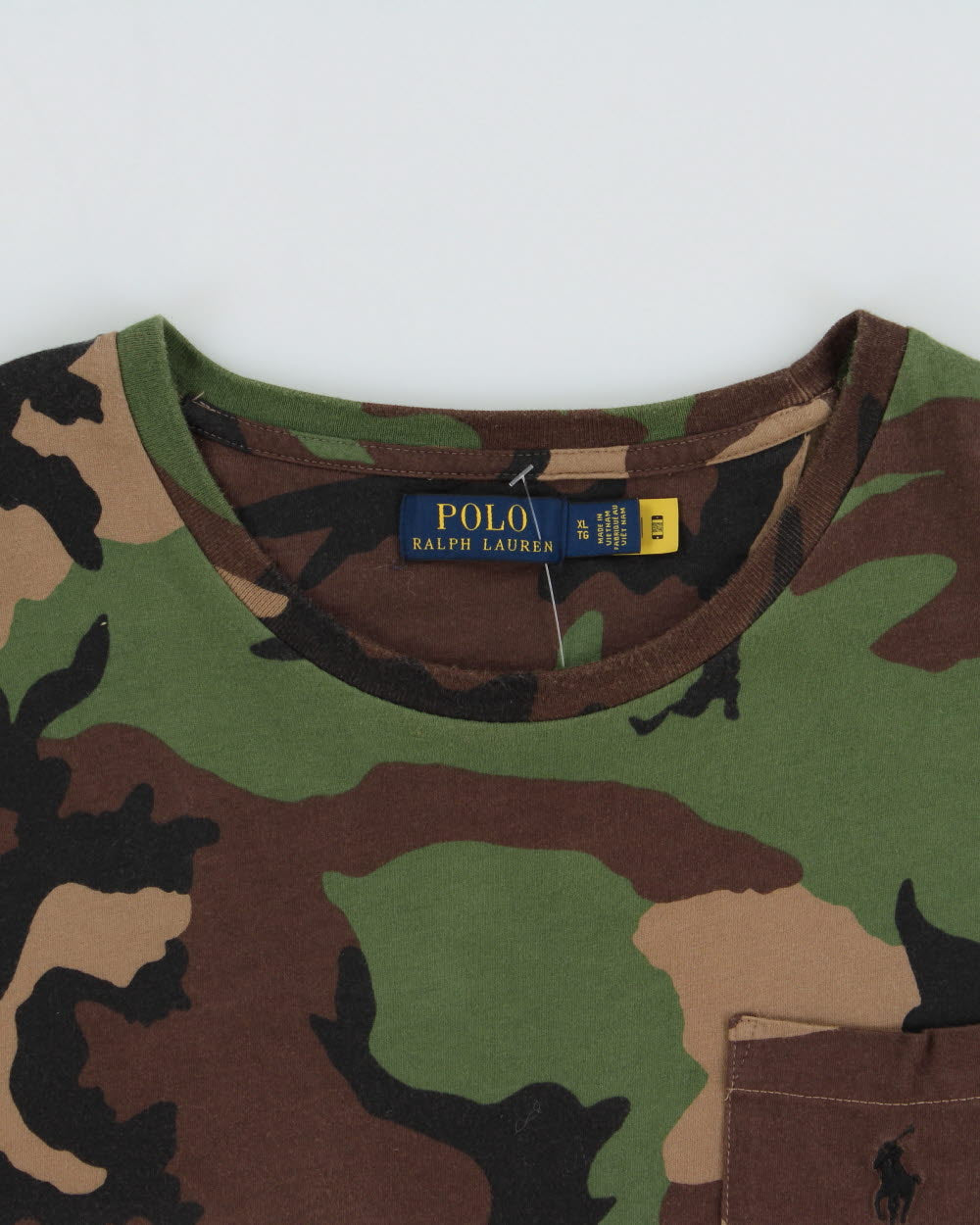 Vintage Polo Ralph Lauren Woodland Camo Heavyweight Single Stitch Crewneck Pocket T-Shirt - XL
