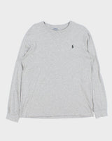 Vintage Polo Ralph Lauren Marl Grey Long Sleeve Crewneck T-Shirt - M
