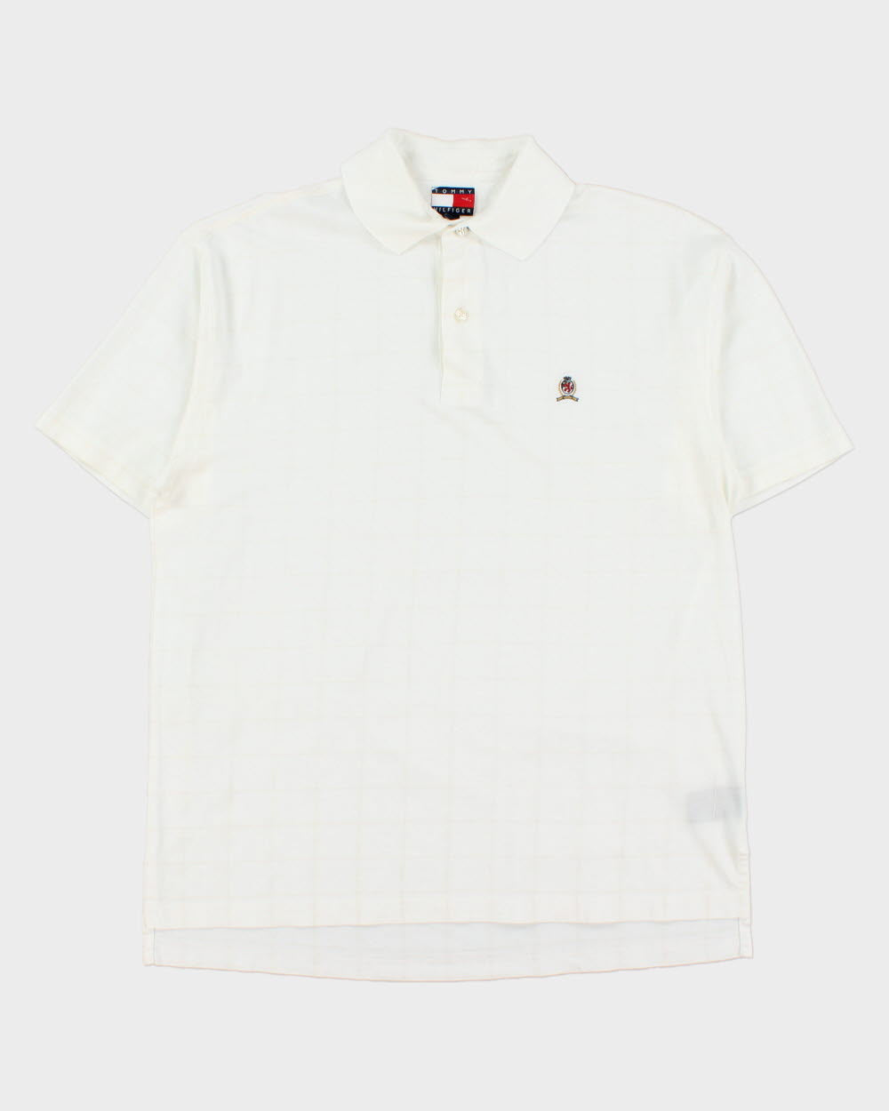 Vintage Y2K 00s Tommy Hilfiger Stitch Check Short Sleeve Crest Polo-Shirt - M