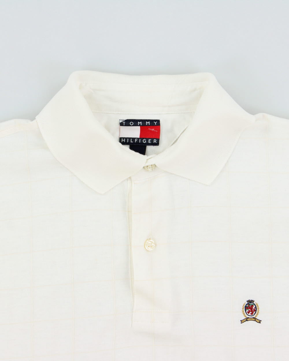 Vintage Y2K 00s Tommy Hilfiger Stitch Check Short Sleeve Crest Polo-Shirt - M
