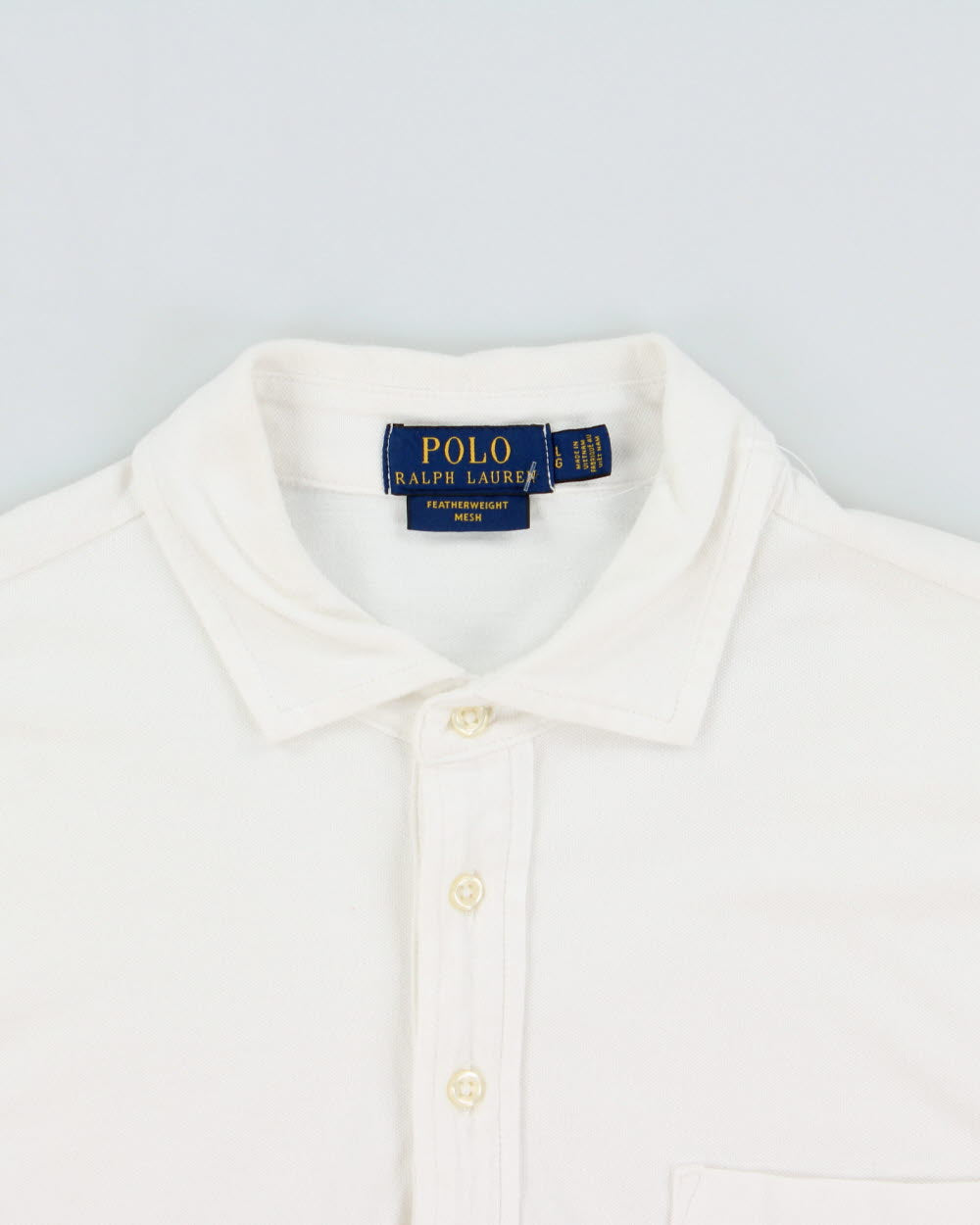 Vintage Polo Ralph Lauren Featherweight Mesh Long Sleeve Button Cuff Pocket Polo Shirt - L