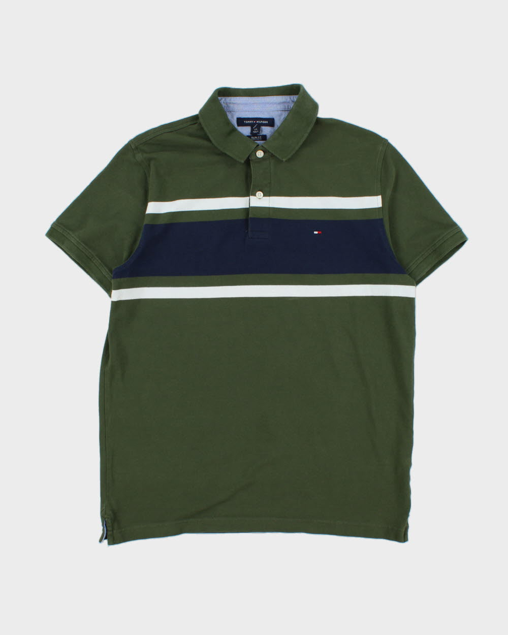 Vintage Tommy Hilfiger Striped Slim Fit Short Sleeve Polo-Shirt - L
