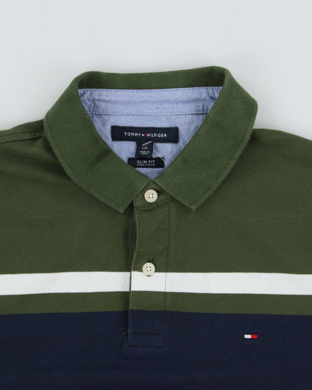Vintage Tommy Hilfiger Striped Slim Fit Short Sleeve Polo-Shirt - L