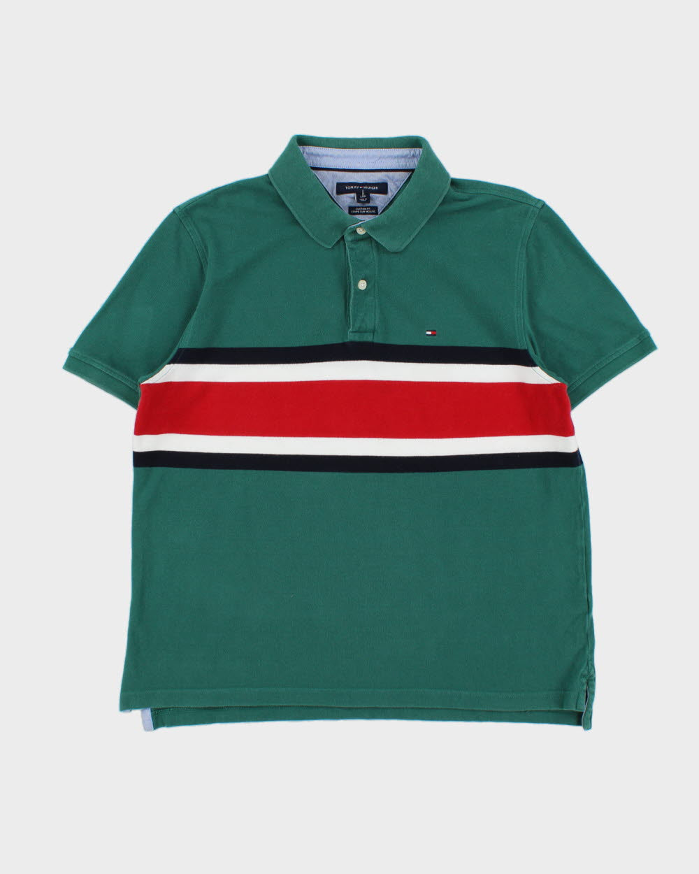 Vintage Tommy Hilfiger Striped Custom Fit Short Sleeve Polo-Shirt - L