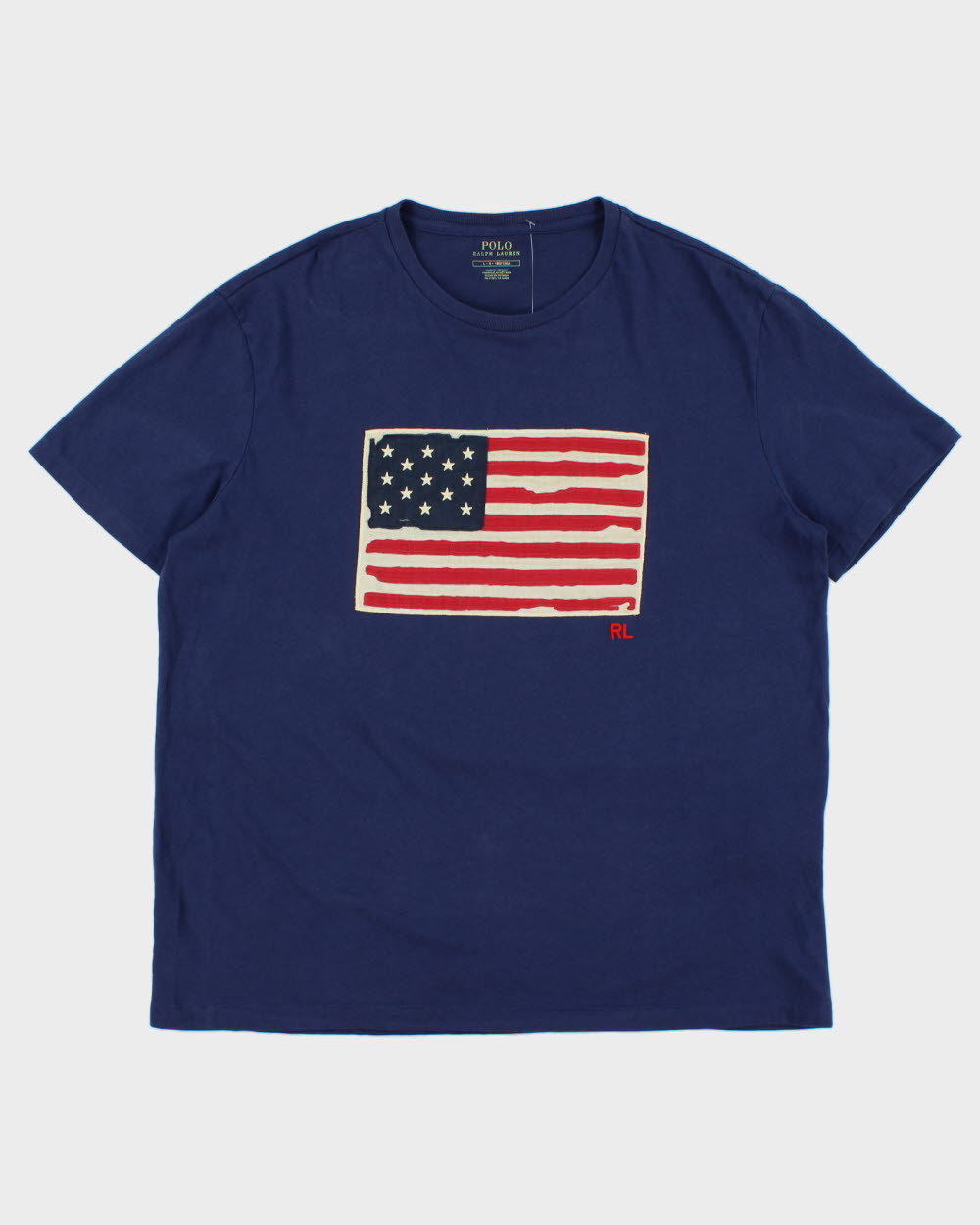 Vintage Polo Ralph Lauren Patch Embroidered USA Single Stitch Crewneck T-Shirt - L