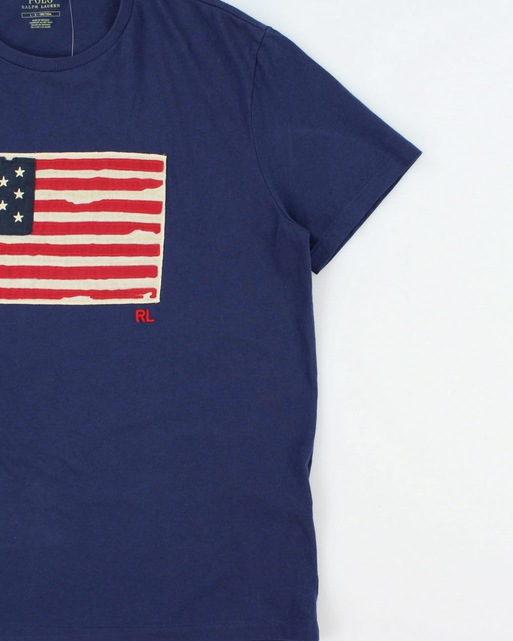 Vintage Polo Ralph Lauren Patch Embroidered USA Single Stitch Crewneck T-Shirt - L