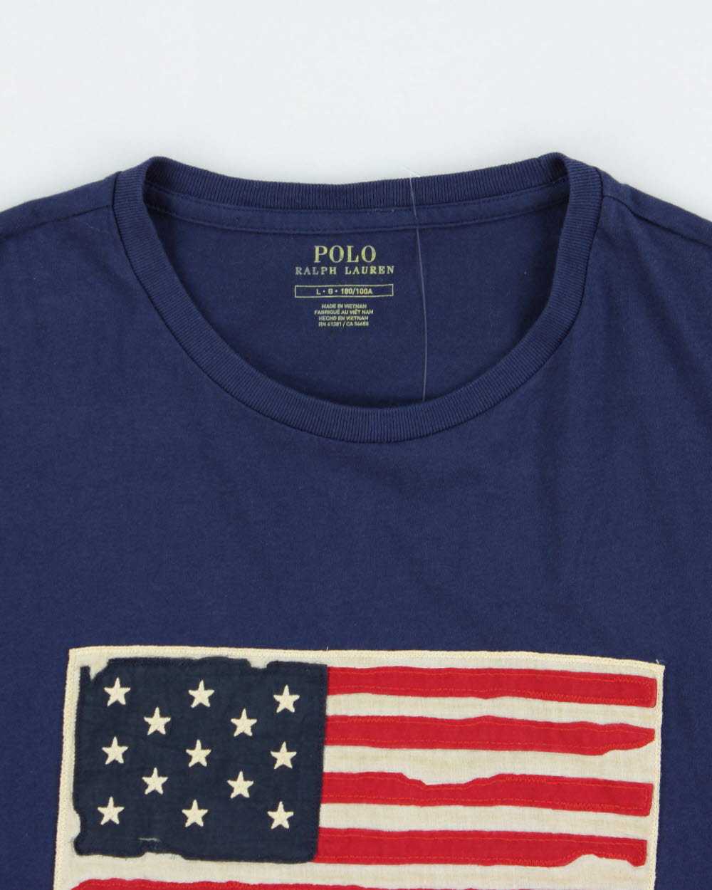 Vintage Polo Ralph Lauren Patch Embroidered USA Single Stitch Crewneck T-Shirt - L
