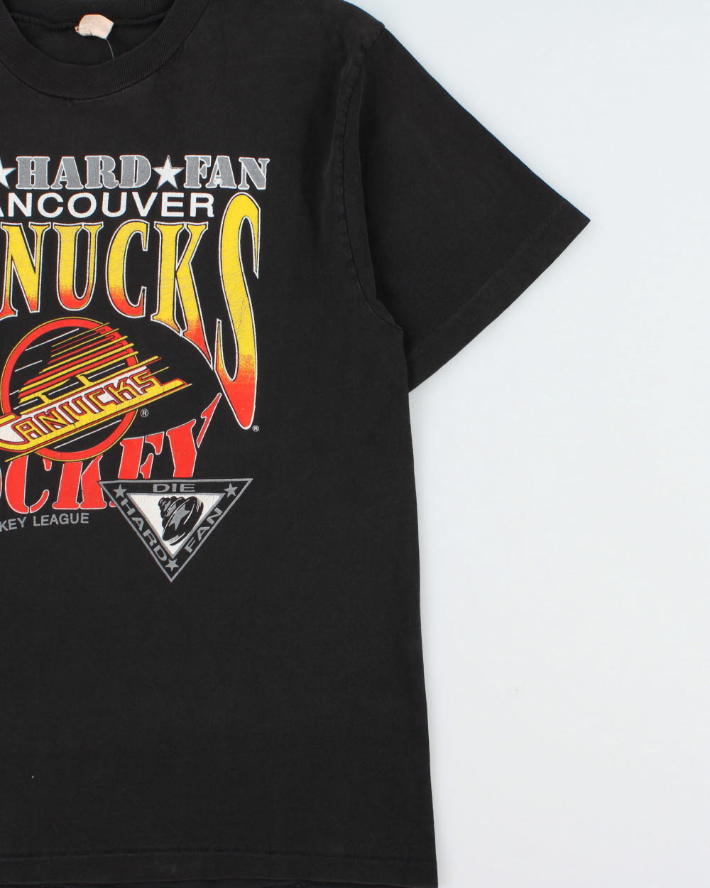 Vintage 1993 Vancouver Canucks Die Hard Fan NHL Heavyweight Waves Made In Canada Single Stitch Crewneck T-Shirt - M
