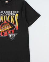 Vintage 1993 Vancouver Canucks Die Hard Fan NHL Heavyweight Waves Made In Canada Single Stitch Crewneck T-Shirt - M