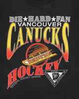Vintage 1993 Vancouver Canucks Die Hard Fan NHL Heavyweight Waves Made In Canada Single Stitch Crewneck T-Shirt - M