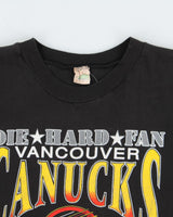 Vintage 1993 Vancouver Canucks Die Hard Fan NHL Heavyweight Waves Made In Canada Single Stitch Crewneck T-Shirt - M