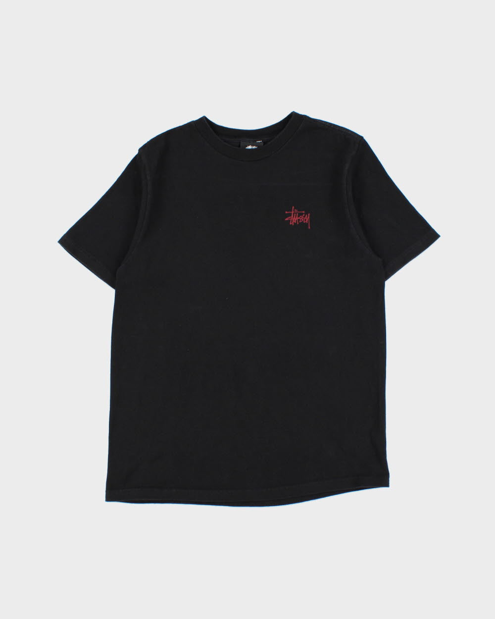 Vintage Stussy Stock Logo Heavyweight Crewneck T-Shirt - S