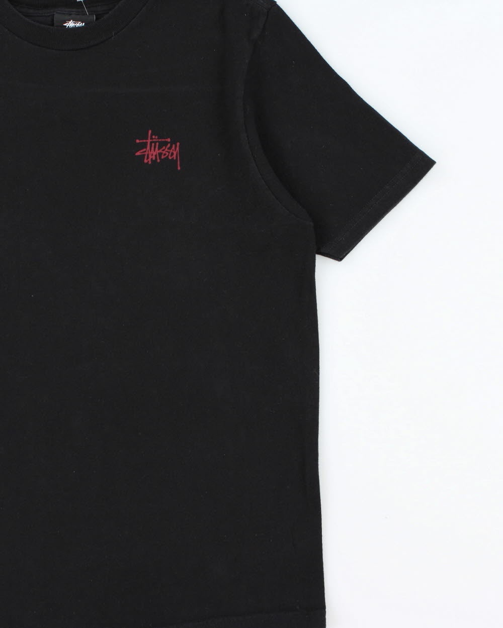 Vintage Stussy Stock Logo Heavyweight Crewneck T-Shirt - S