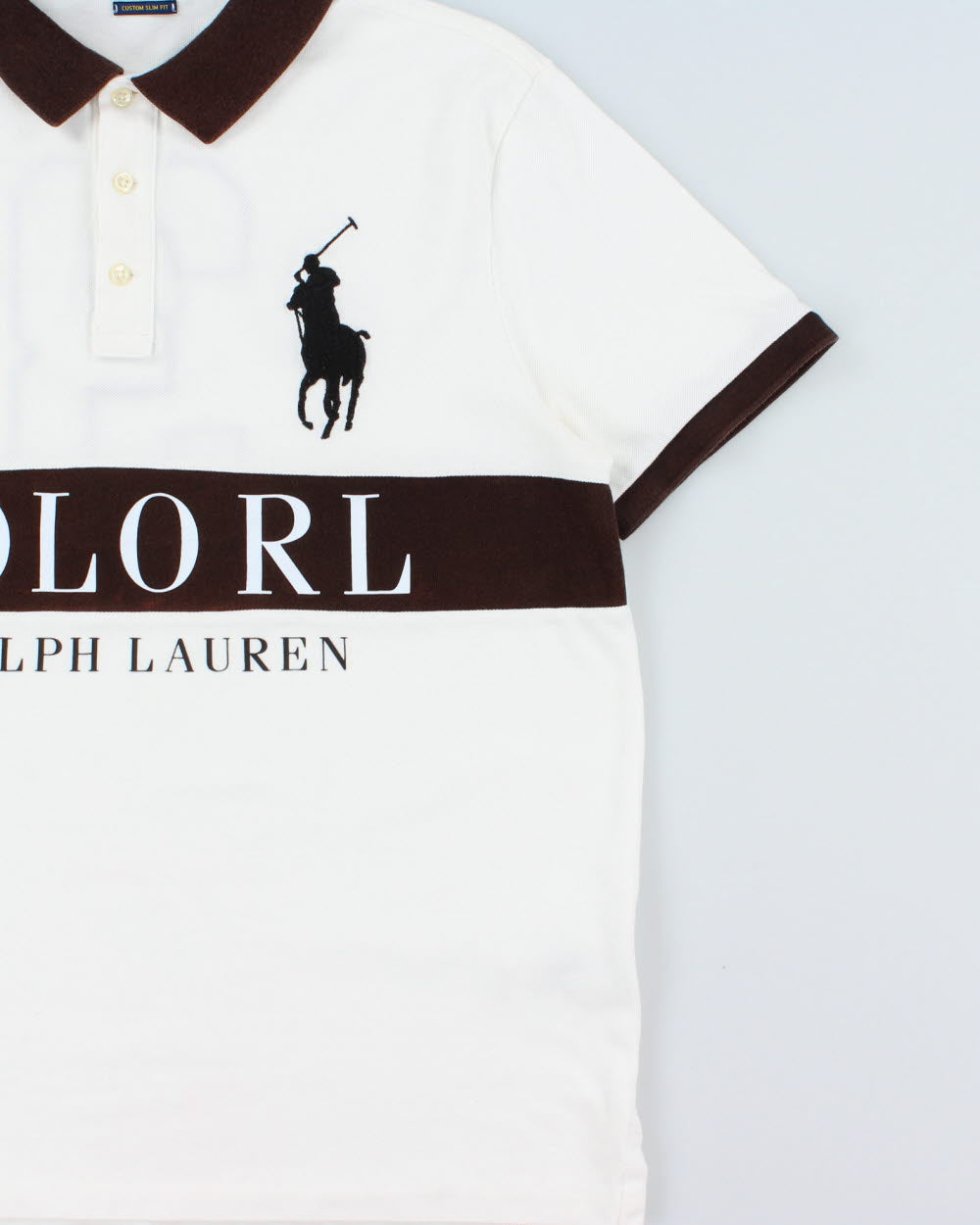 Vintage Polo Ralph Lauren Big Pony #3 Crest Spell Out Custom Slim Fit Short Sleeve Polo Shirt - L