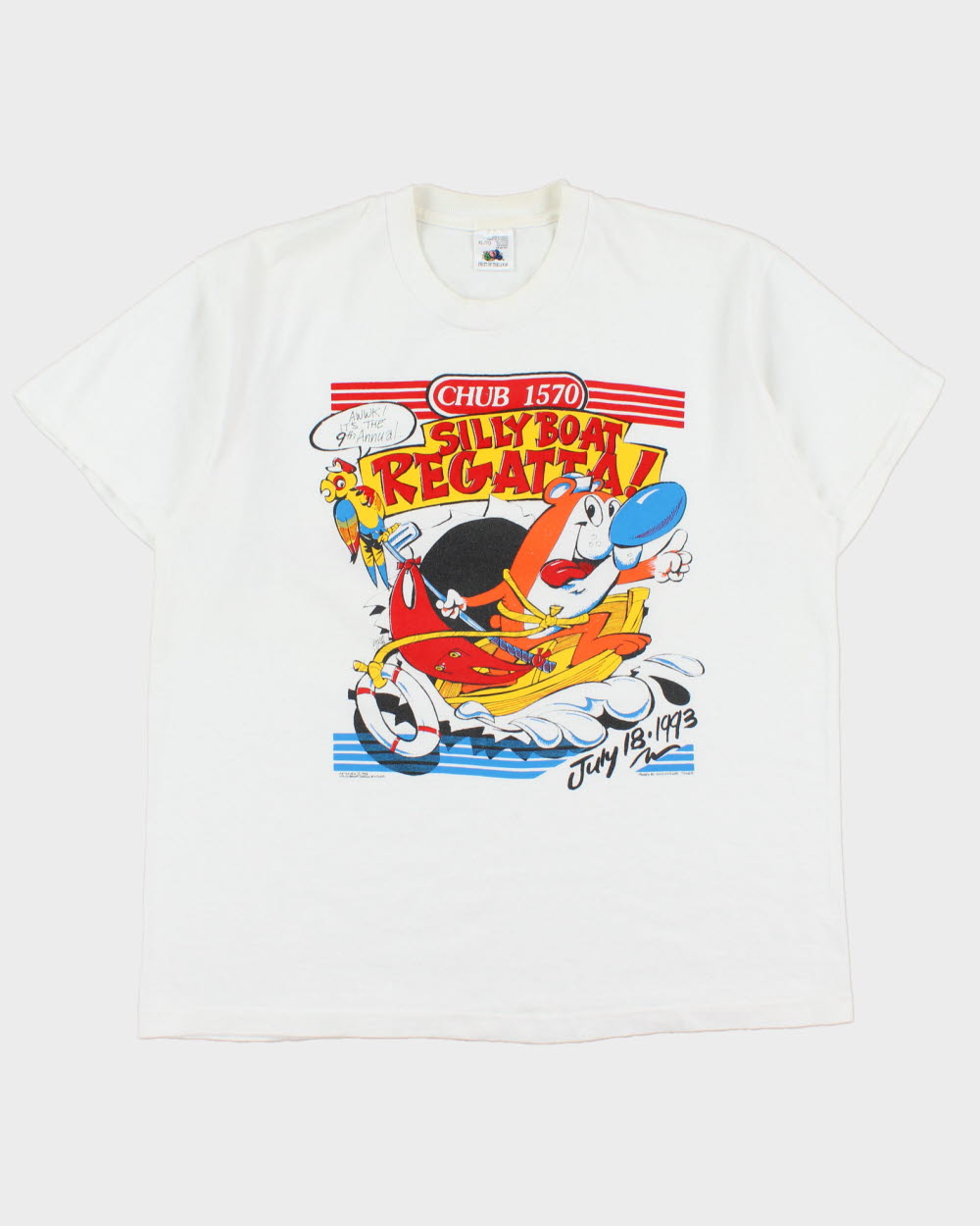 Vintage 1993 Chub 1570 Silly Boat Regatta Heavyweight Single Stitch Made In Canada Crewneck T-Shirt - XL