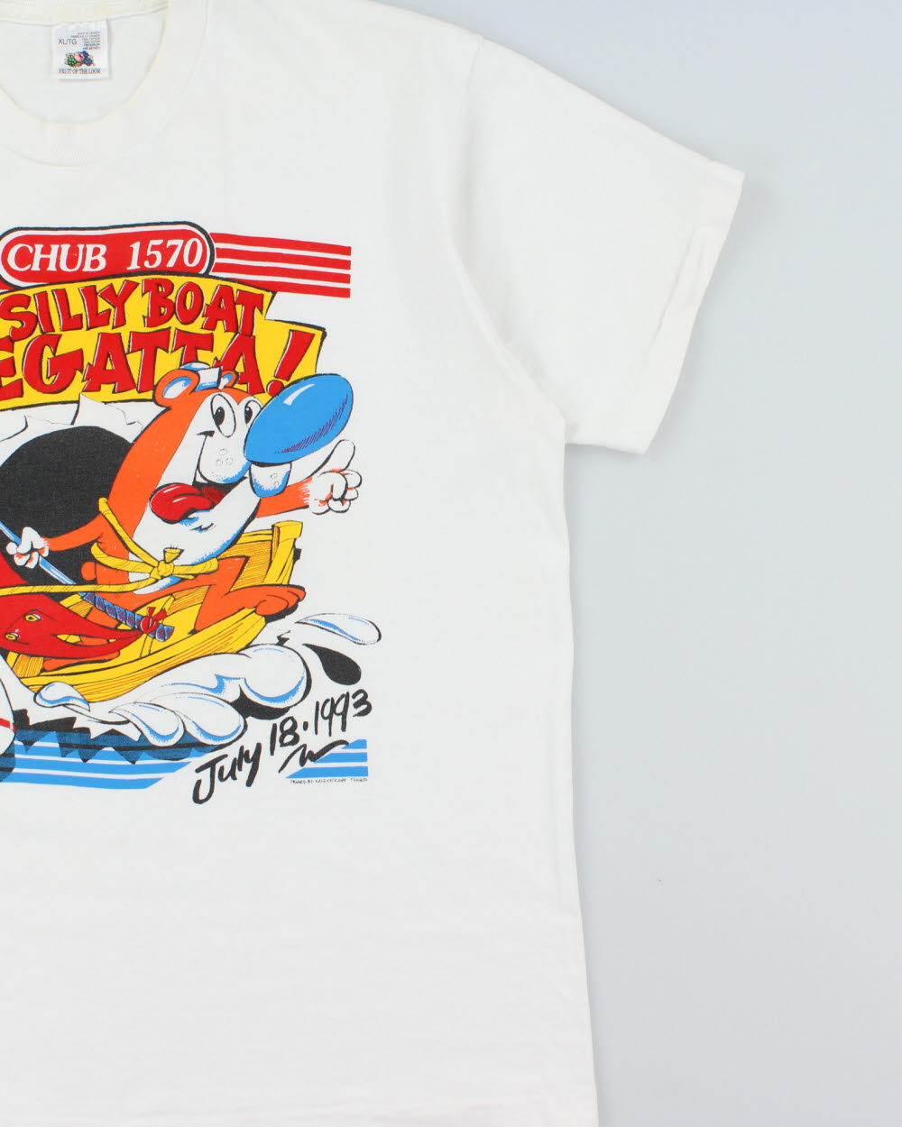 Vintage 1993 Chub 1570 Silly Boat Regatta Heavyweight Single Stitch Made In Canada Crewneck T-Shirt - XL