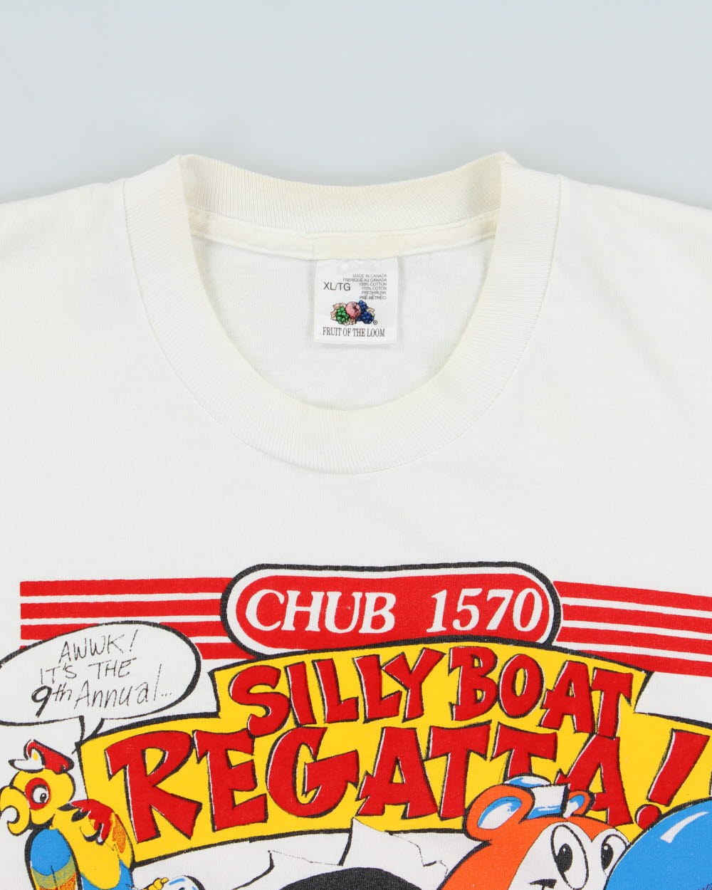 Vintage 1993 Chub 1570 Silly Boat Regatta Heavyweight Single Stitch Made In Canada Crewneck T-Shirt - XL