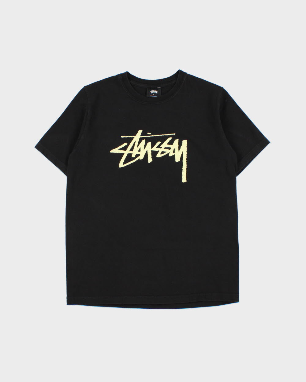 Vintage Stussy Heavyweight Speckled Stock Logo Crewneck T-Shirt - S