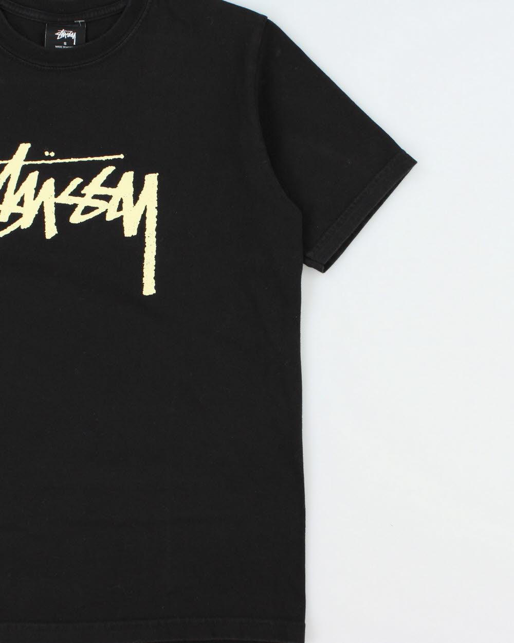 Vintage Stussy Heavyweight Speckled Stock Logo Crewneck T-Shirt - S