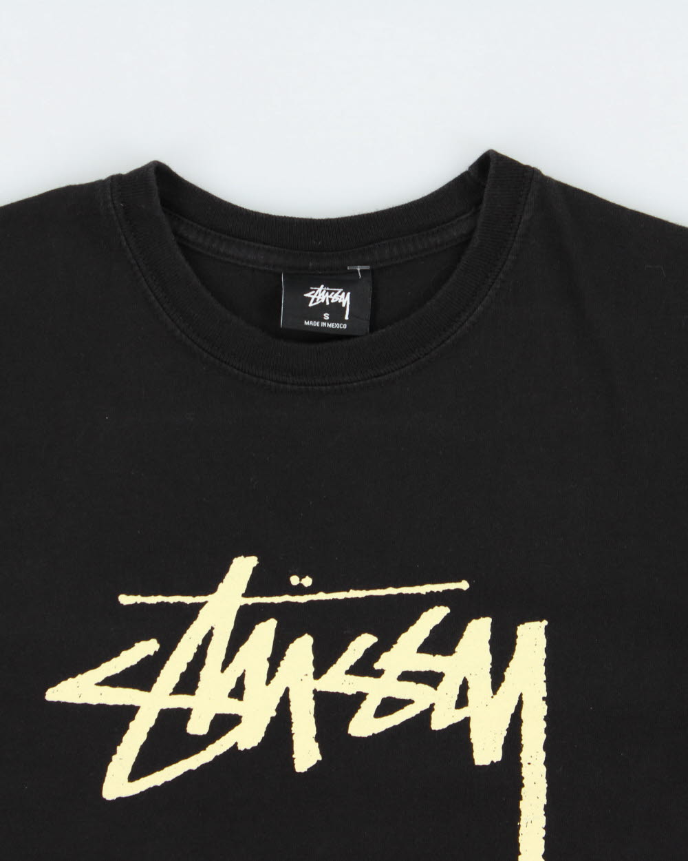 Vintage Stussy Heavyweight Speckled Stock Logo Crewneck T-Shirt - S
