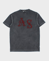 Acne Studios Faded Grey Heavyweight Embroidered Rope Stitch Oversized Crewneck T-Shirt - XXS