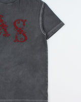 Acne Studios Faded Grey Heavyweight Embroidered Rope Stitch Oversized Crewneck T-Shirt - XXS