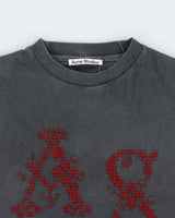 Acne Studios Faded Grey Heavyweight Embroidered Rope Stitch Oversized Crewneck T-Shirt - XXS