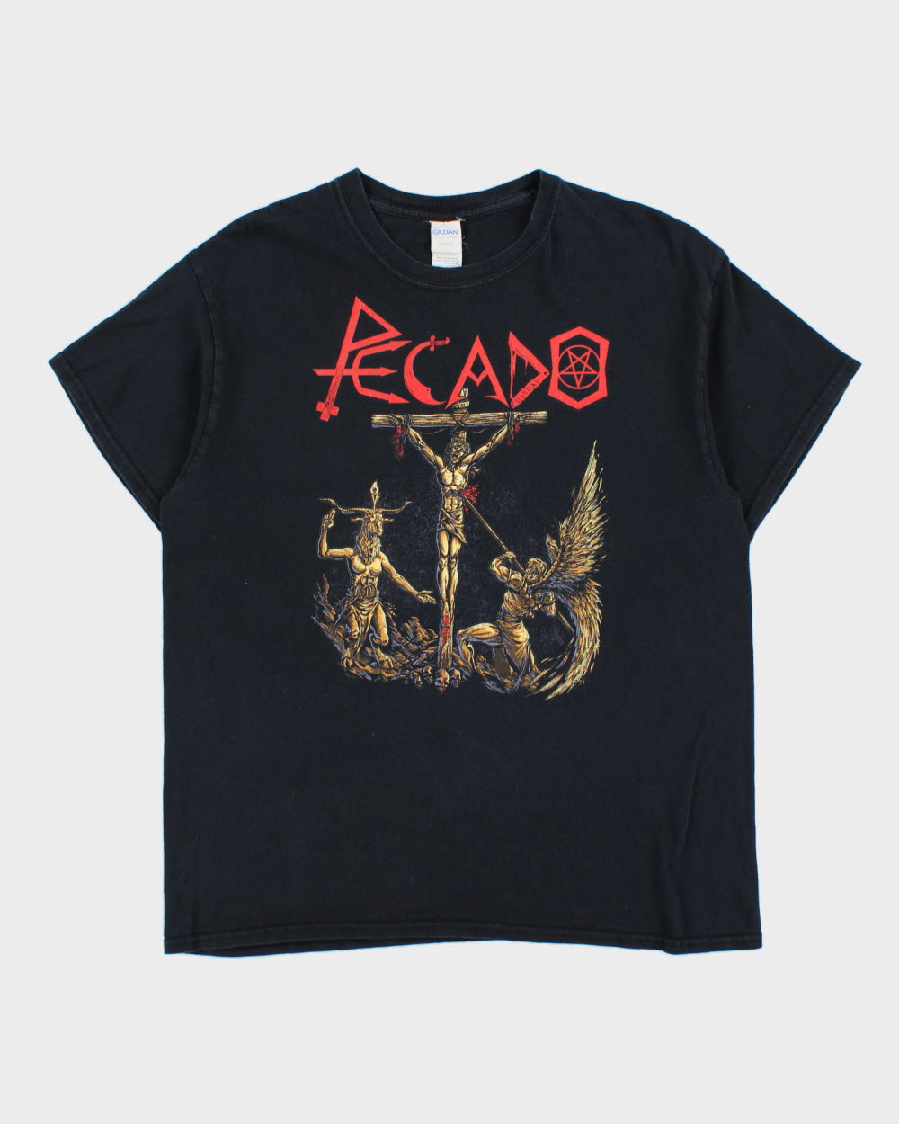 Vintage Pecado Black Metal Band Heavyweight Gildan Crewneck T-Shirt - L