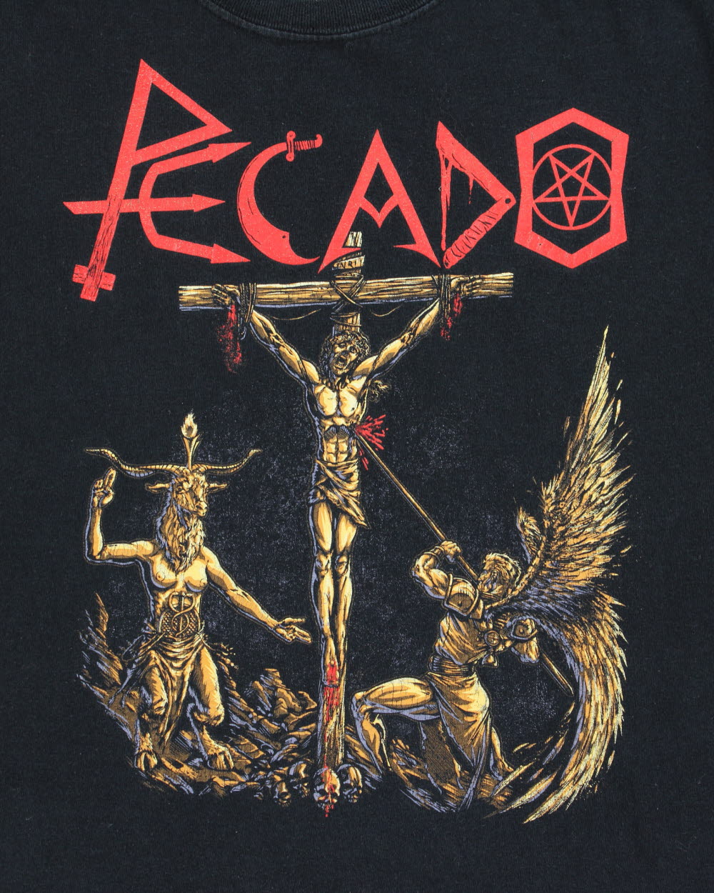 Vintage Pecado Black Metal Band Heavyweight Gildan Crewneck T-Shirt - L