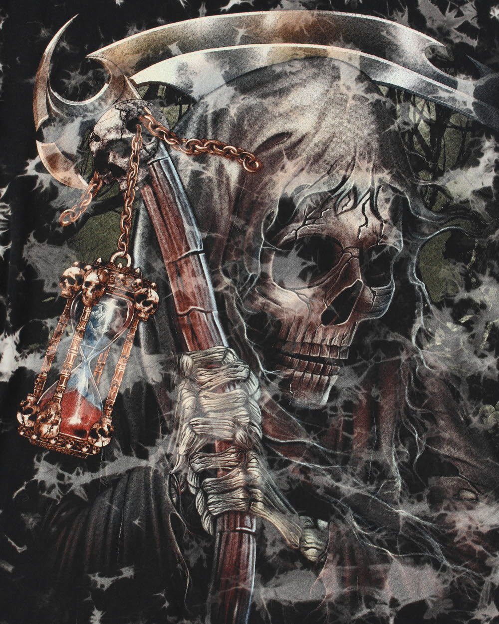 Vintage The Roxx Heavyweight Tie-Dye Skeleton Reaper Single Stitch Crewneck T-Shirt - XL