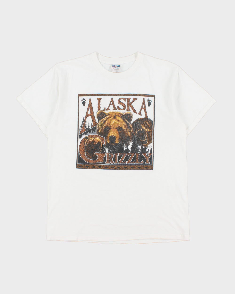 Vintage Y2K 00s Alaska Grizzly Bear Heavyweight Jerzees Crewneck T-Shirt - M
