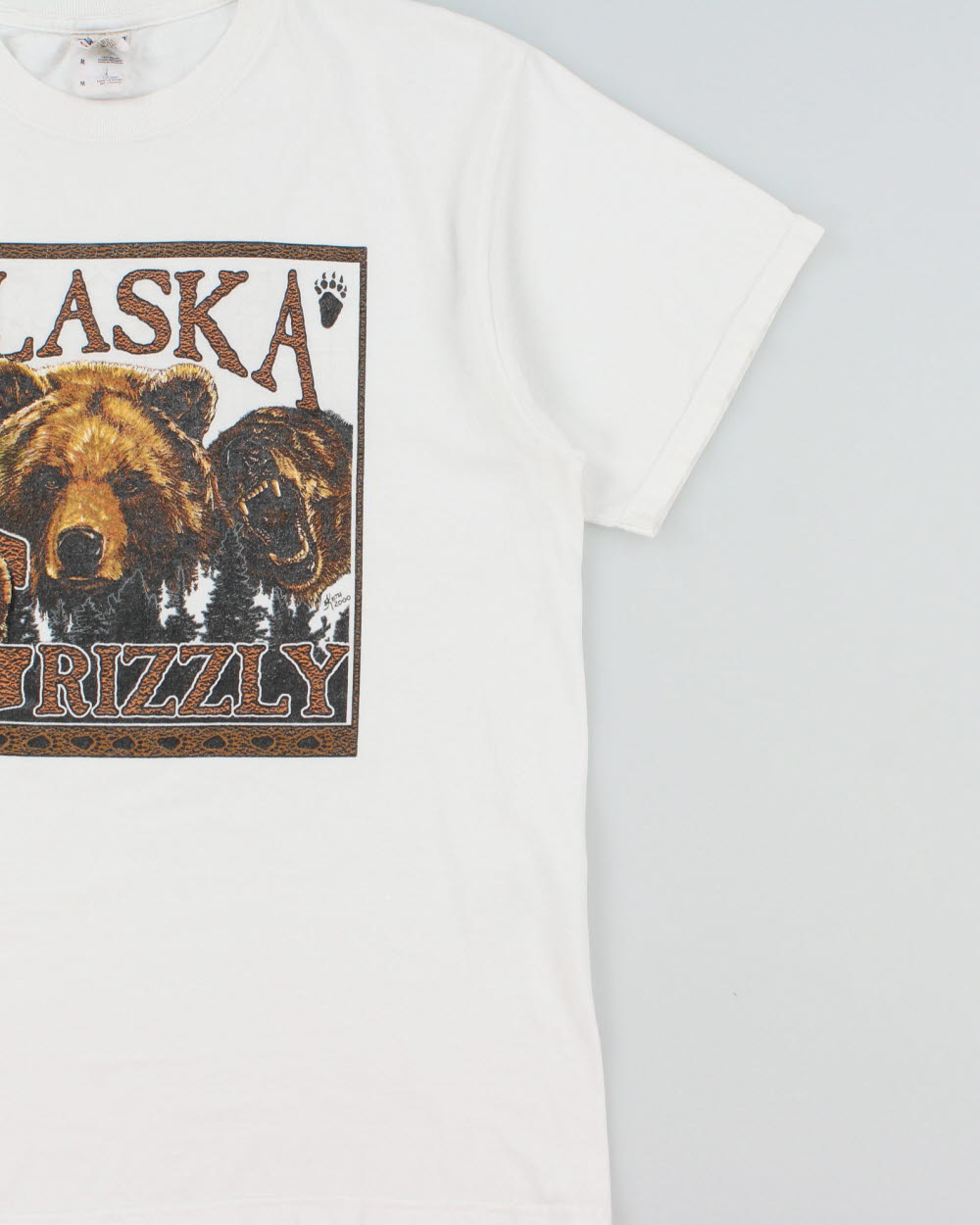 Vintage Y2K 00s Alaska Grizzly Bear Heavyweight Jerzees Crewneck T-Shirt - M