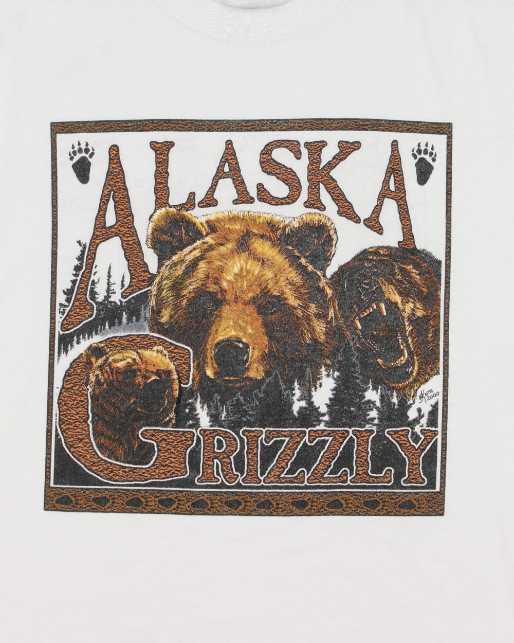 Vintage Y2K 00s Alaska Grizzly Bear Heavyweight Jerzees Crewneck T-Shirt - M