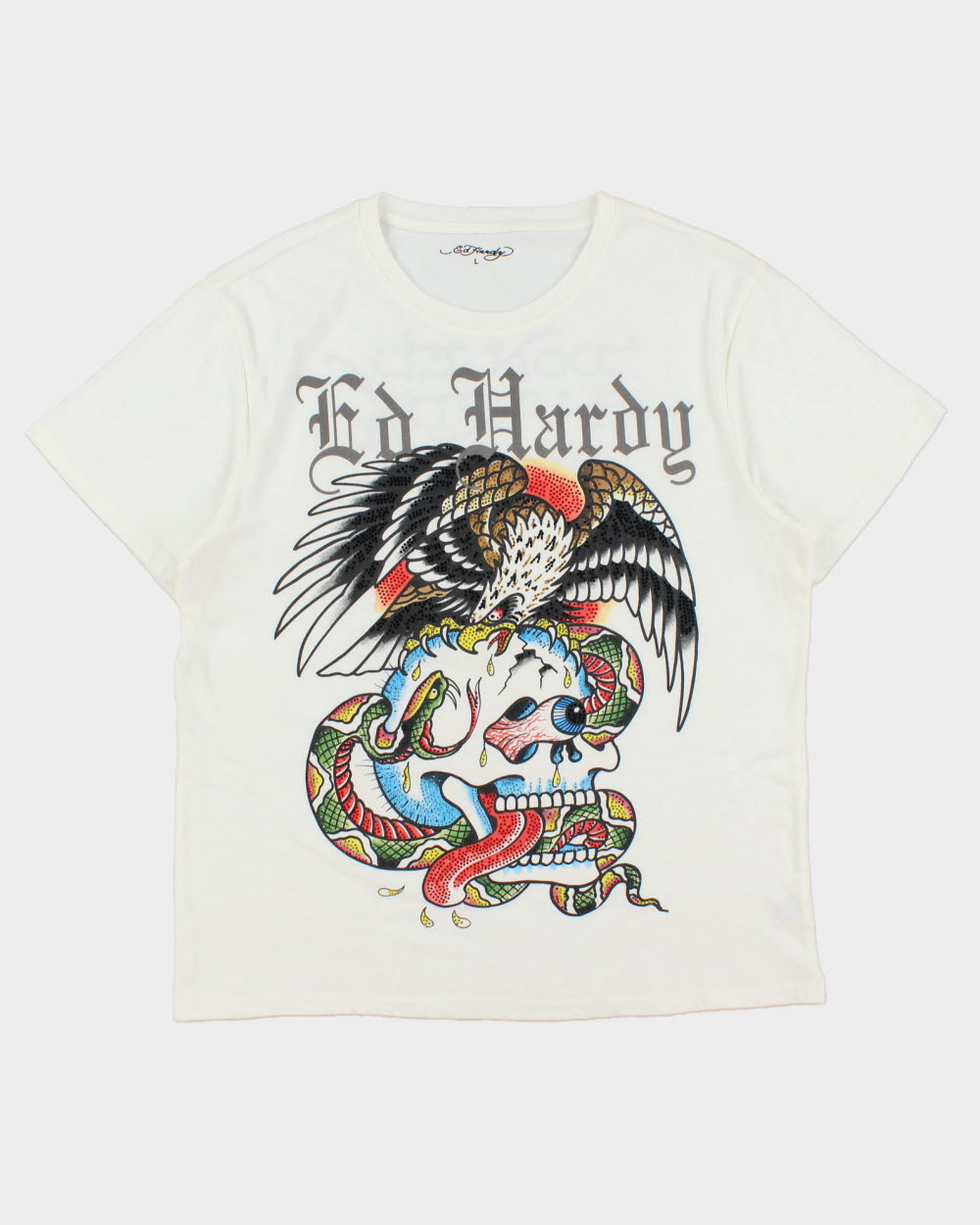Ed Hardy Heavyweight Diamante Embellished Skull Graphic Crewneck T-Shirt - L