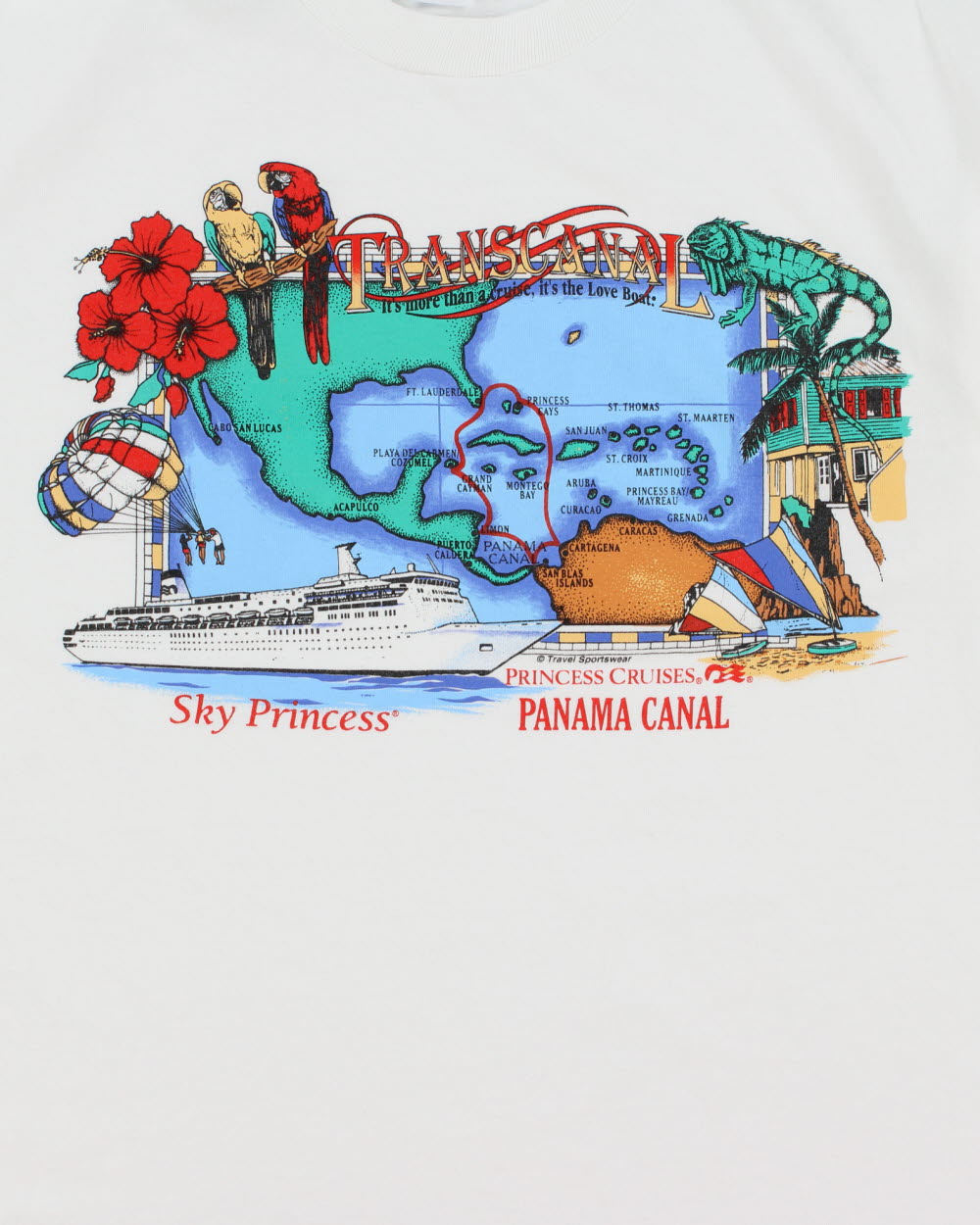 Vintage 1996 Sky Princess Transcanal Princess Cruises Heavyweight Jerzees Made In USA Crewneck T-Shirt - L