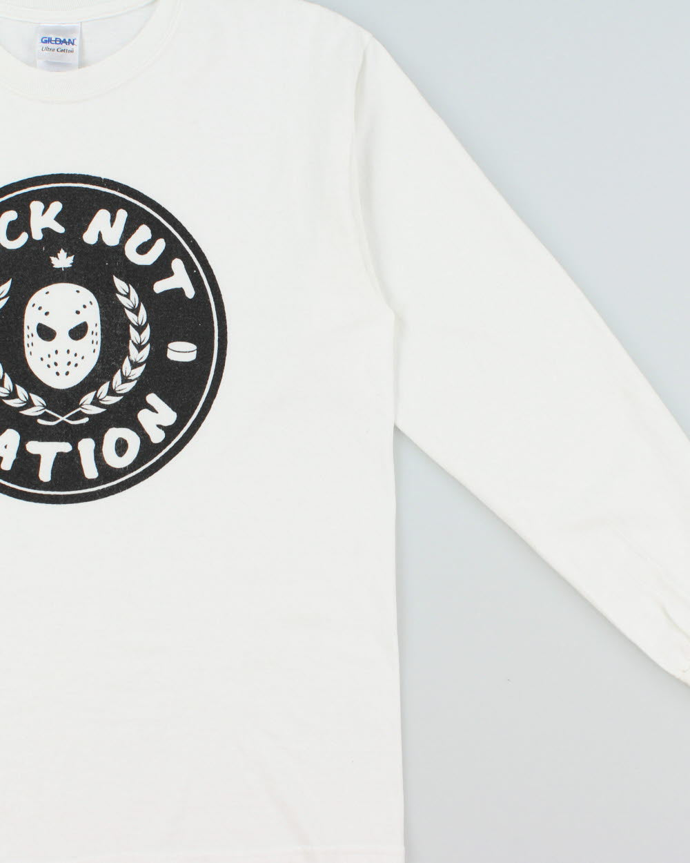 Vintage Y2K 00s Puck Nut Nation Heavyweight Gildan Ultra Ice Hockey Long Sleeve Crewneck T-Shirt - M