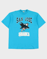 Vintage 1991 San Jose Sharks NHL Heavyweight Waves Single Stitch Made In Canada Crewneck T-Shirt - XL